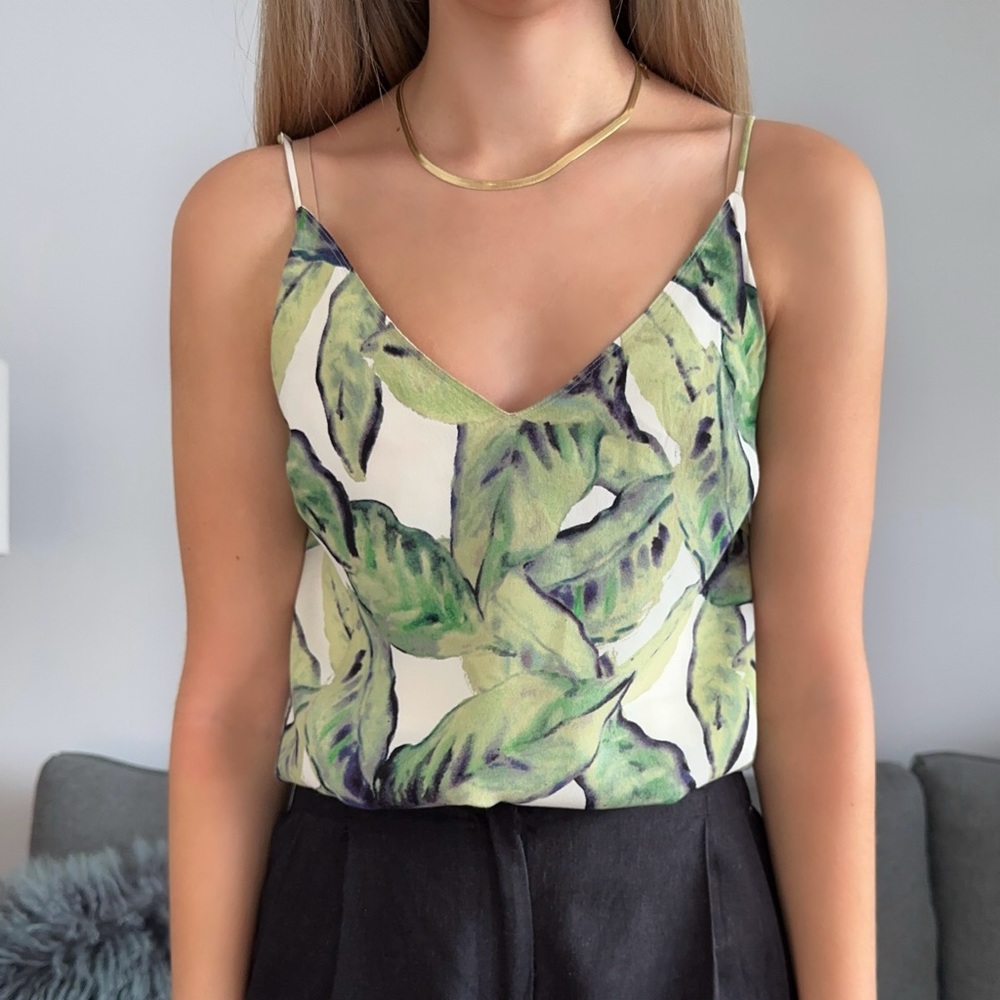 Aritzia Wilfred Palm Print Tropical Cami Tank Top